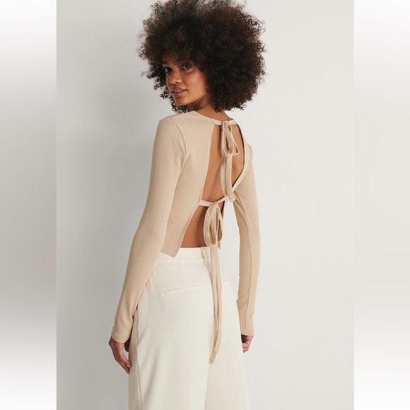 NA-KD Beige Double Knot Top - Picture 2 of 5